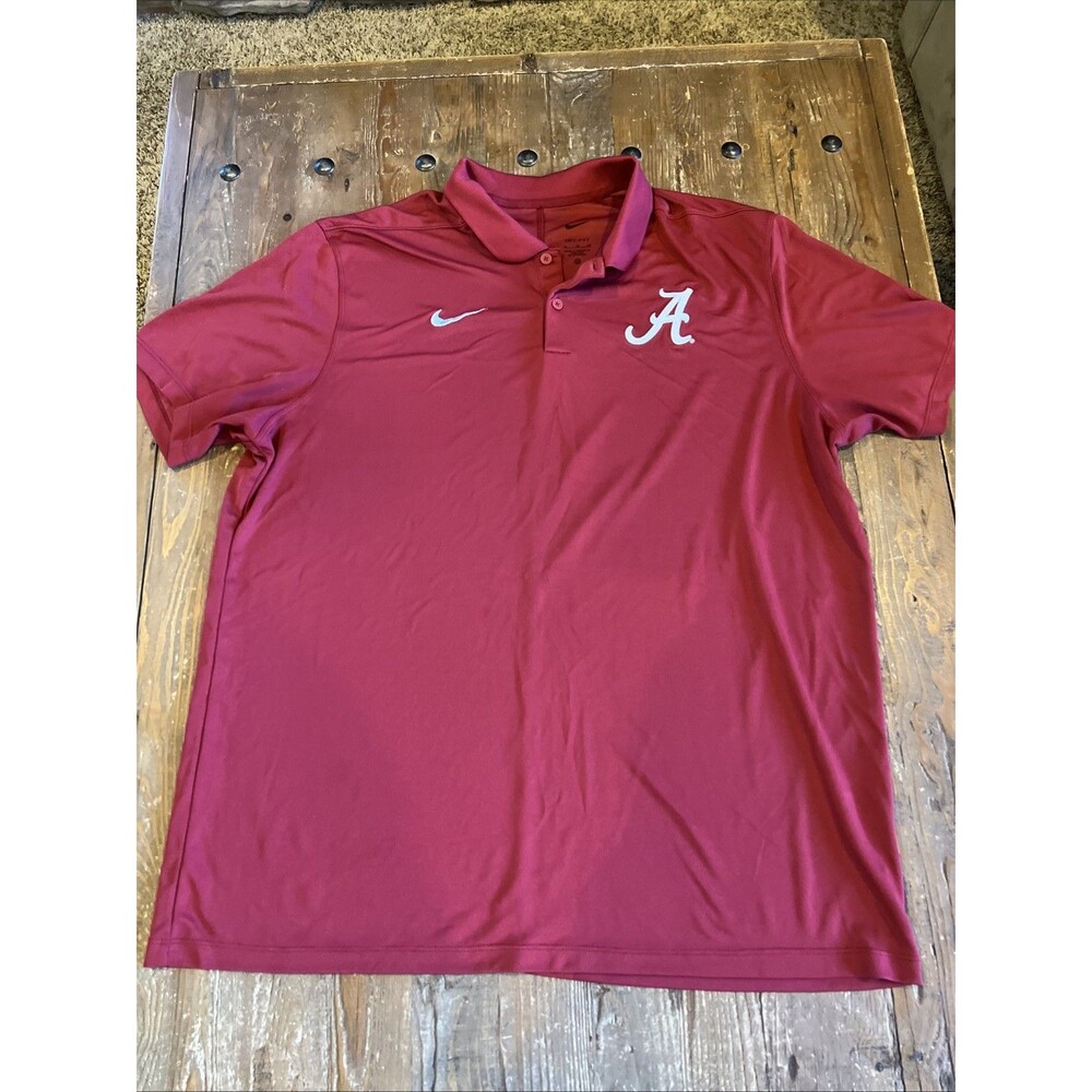 Nike Alabama Crimson Tide Team Issued Short Sleeve Red Polo Dri-Fit Men’s XL